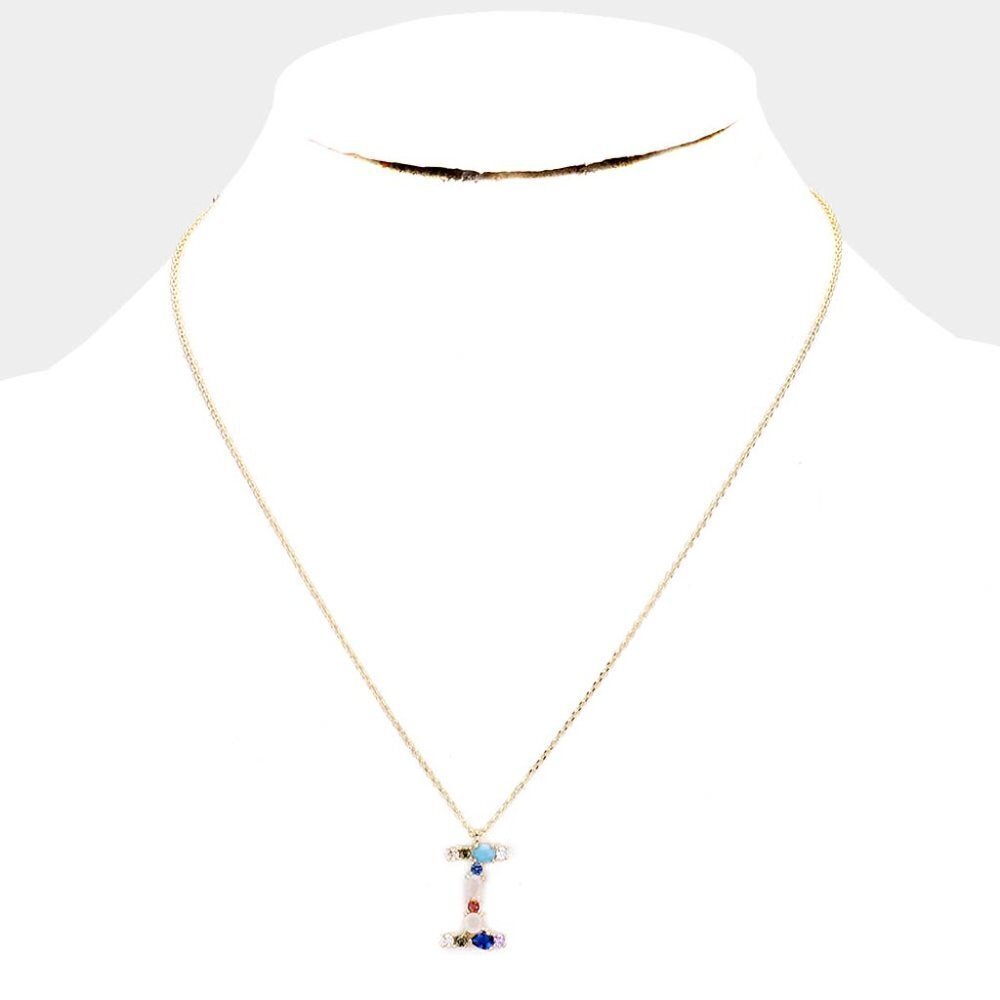 NWT Letter I Zirconia Gems Monogram Necklace